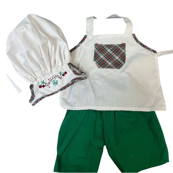 Vintage 1992 Muffy Vanderbear Plaid Shirt Chef Hat Red Green Clothing Outfit Lot - Picture 4 of 4